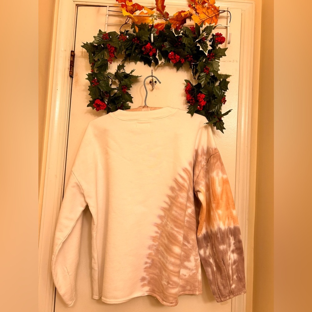 Madewell Tye-Dye Re-sourced Cotton Pleat Sleeve Earthy Sweatshirt, Size Small - Picture 4 of 15